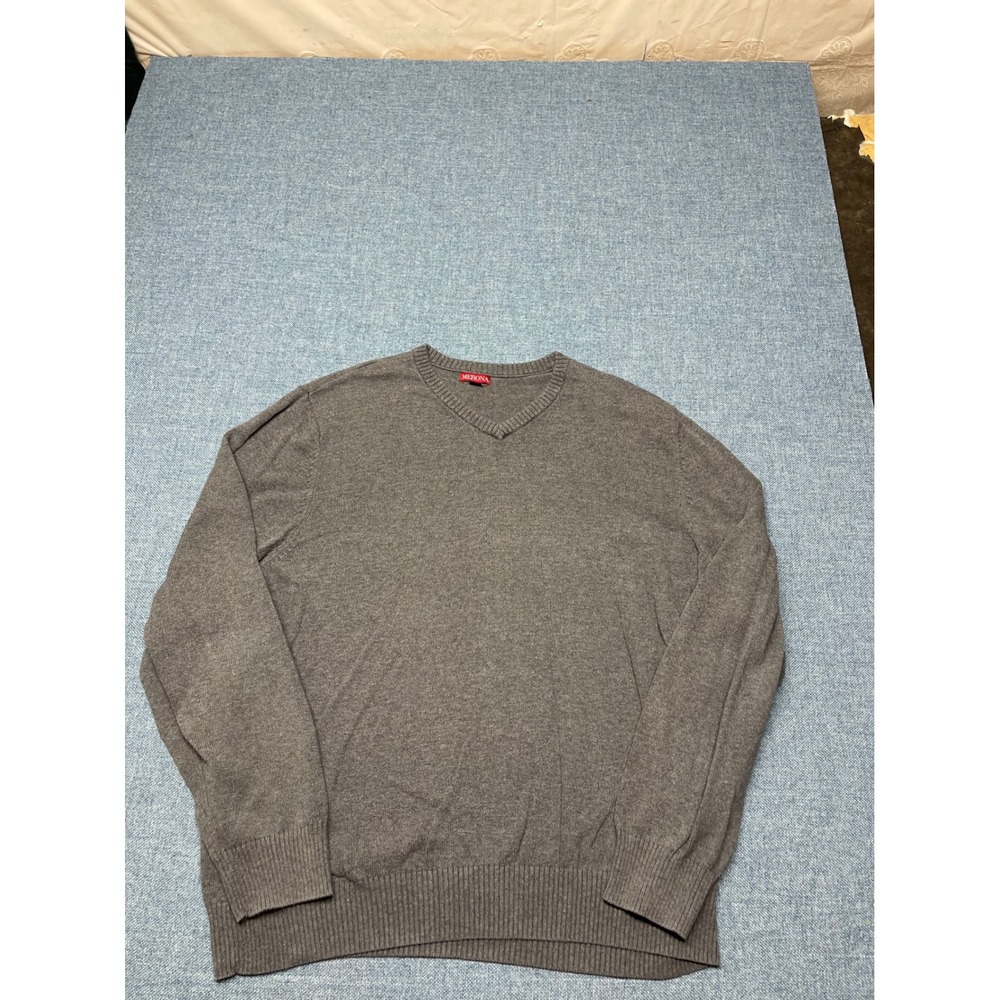 Merona Mens V-Neck Sweater Gray Long Sleeve Knit Pullover XXL